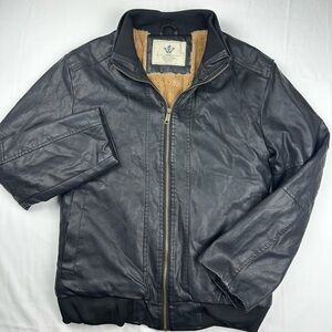 WenVen Men's fur lined Black full zip Jacket